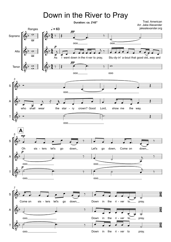Down in the River to Pray - SAT a cappella (arr. Jake Alexander)
