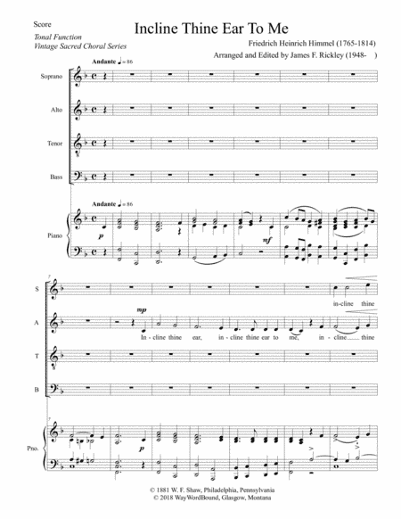 Incline thine Ear To Me (arr. James F. Rickley)