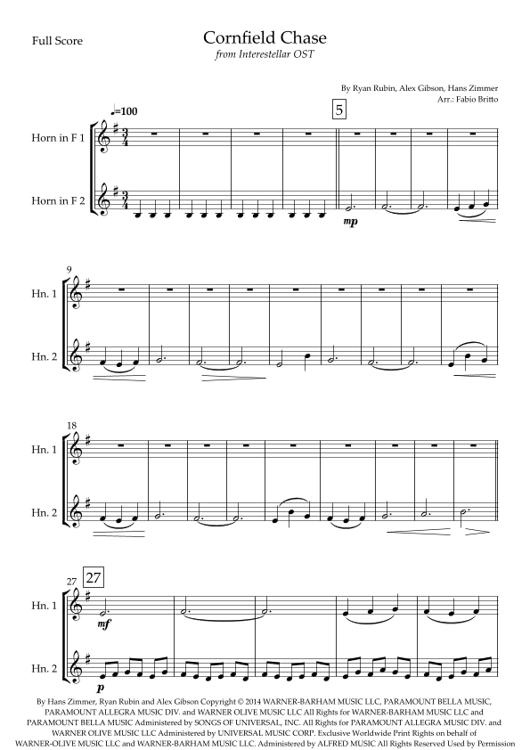 Cornfield Chase (arr. Fabio Britto)