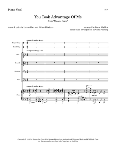You Took Advantage Of Me (arr. David Maddux)