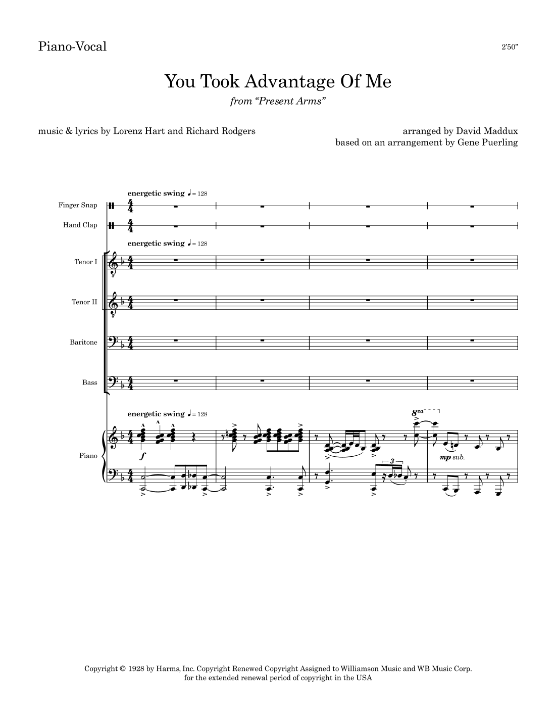 You Took Advantage Of Me (arr. David Maddux)