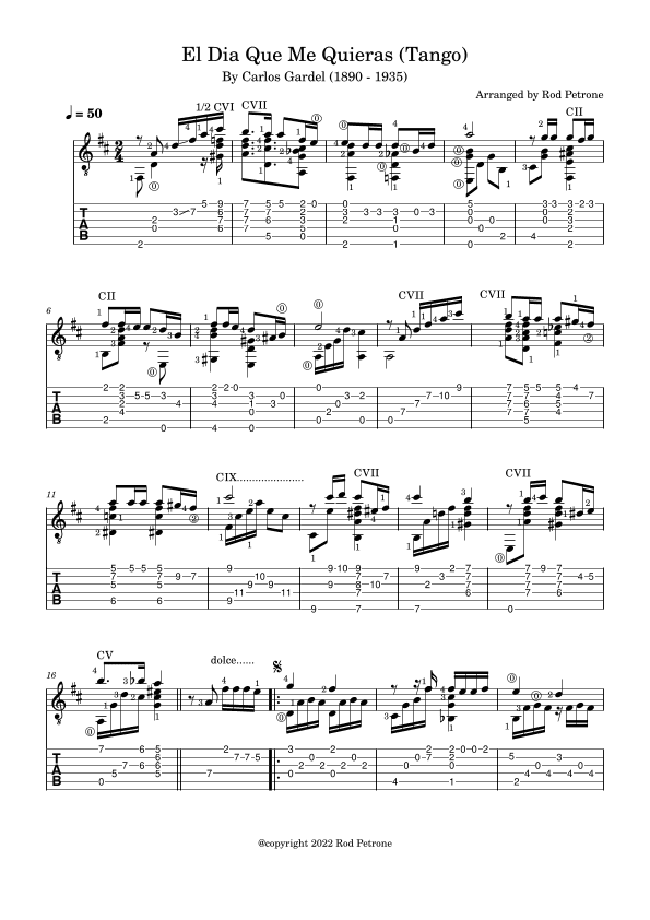 El Dia Qe Me Quieras (Tango) (arr. Rod Petrone)