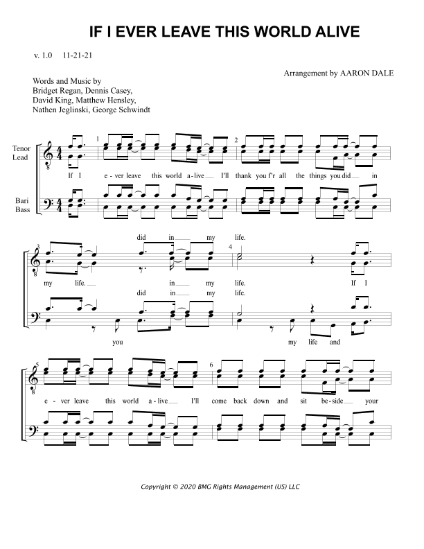 If I Ever Leave This World Alive (arr. Aaron Dale)