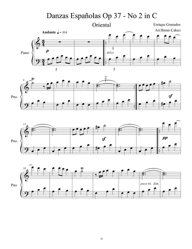 Danza Española 2 Oriental in C (arr. Arr. Baran Çakıcı)