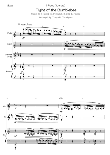 [ Piano Quartet ]  Flight of the Bumblebee (arr. Tsuyoshi Yoroiguma)