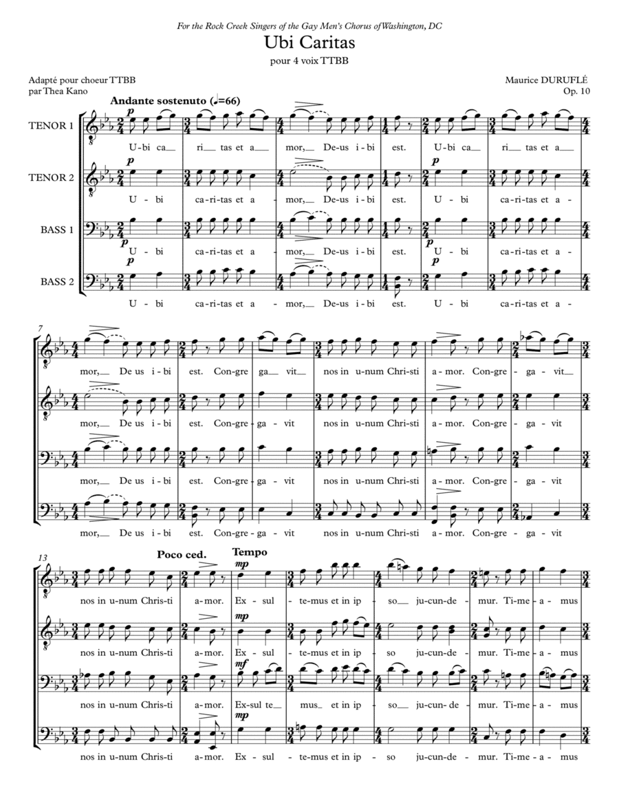 Ubi Caritas (arr. Thea Kano)