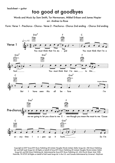 Too Good At Goodbyes (arr. Andrea La Rose)