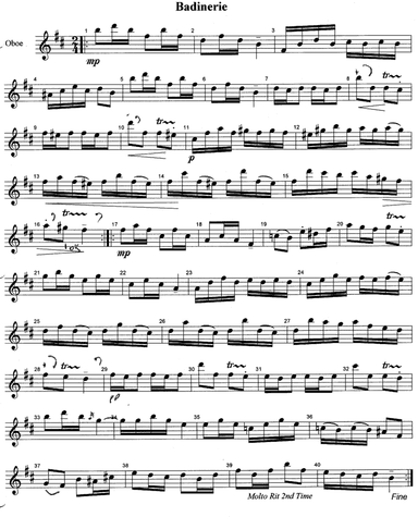 Bach BWV 1067 Suite No 2 in Bm 7 Badinerie for Woodwind or String Trio (arr. R G Roth)
