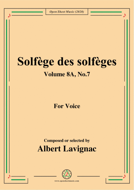 Lavignac-Solfège des solfèges,Volume 8A,No.7,for Voice (arr. MSM)