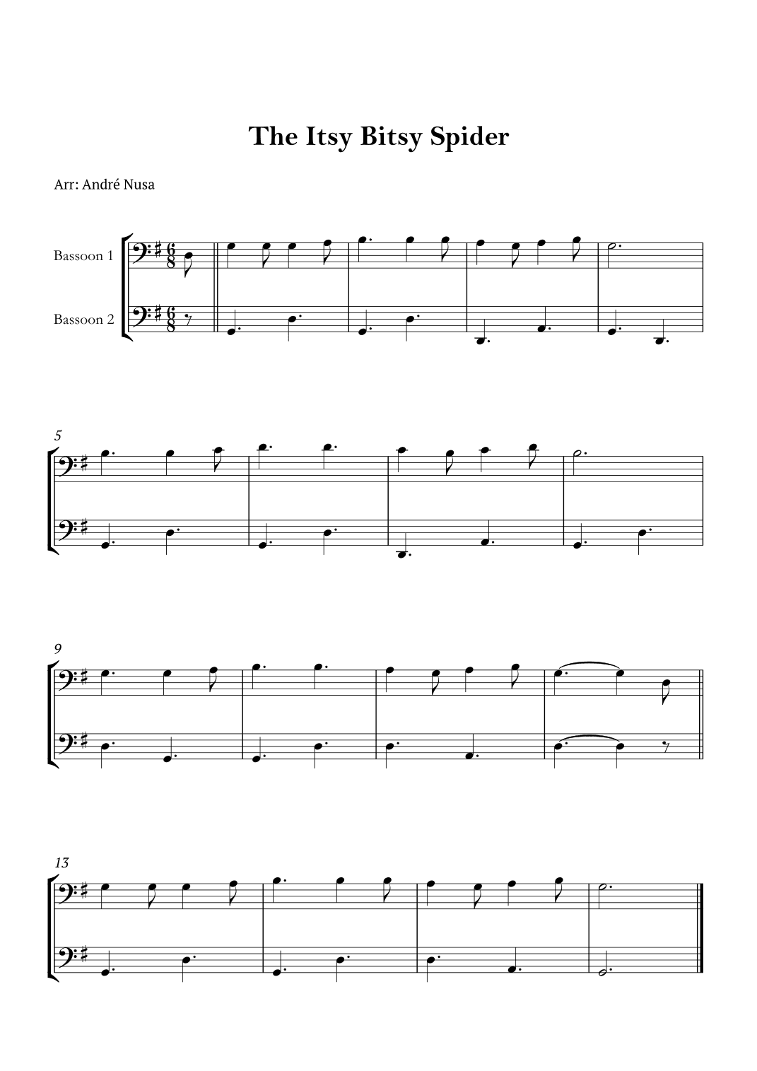 The Itsy Bitsy Spider (arr. André Nusa)
