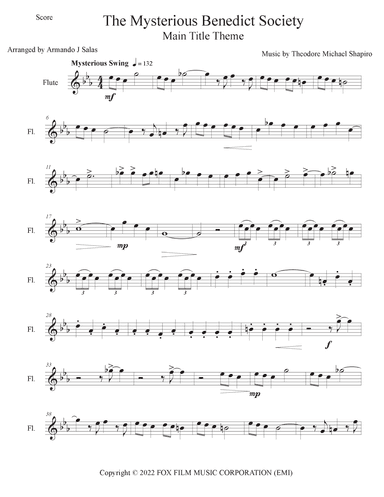 The Mysterious Benedict Society Main Title Theme (arr. Armando J Salas)
