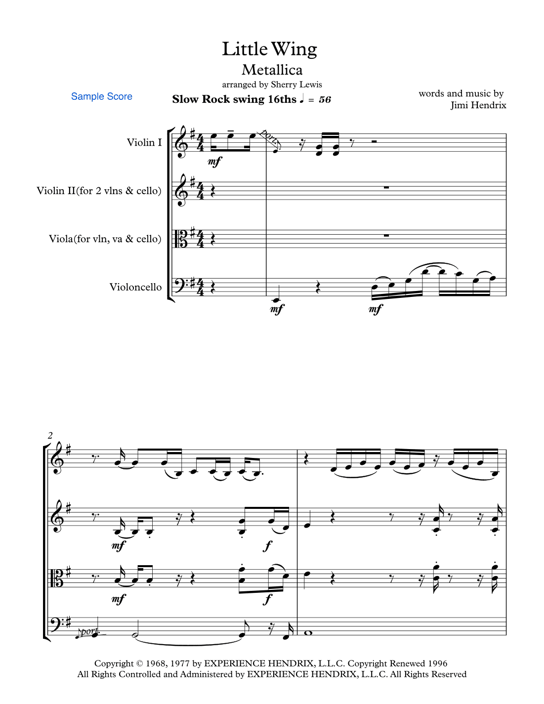 Little Wing (arr. Sherry Lewis Publishing)