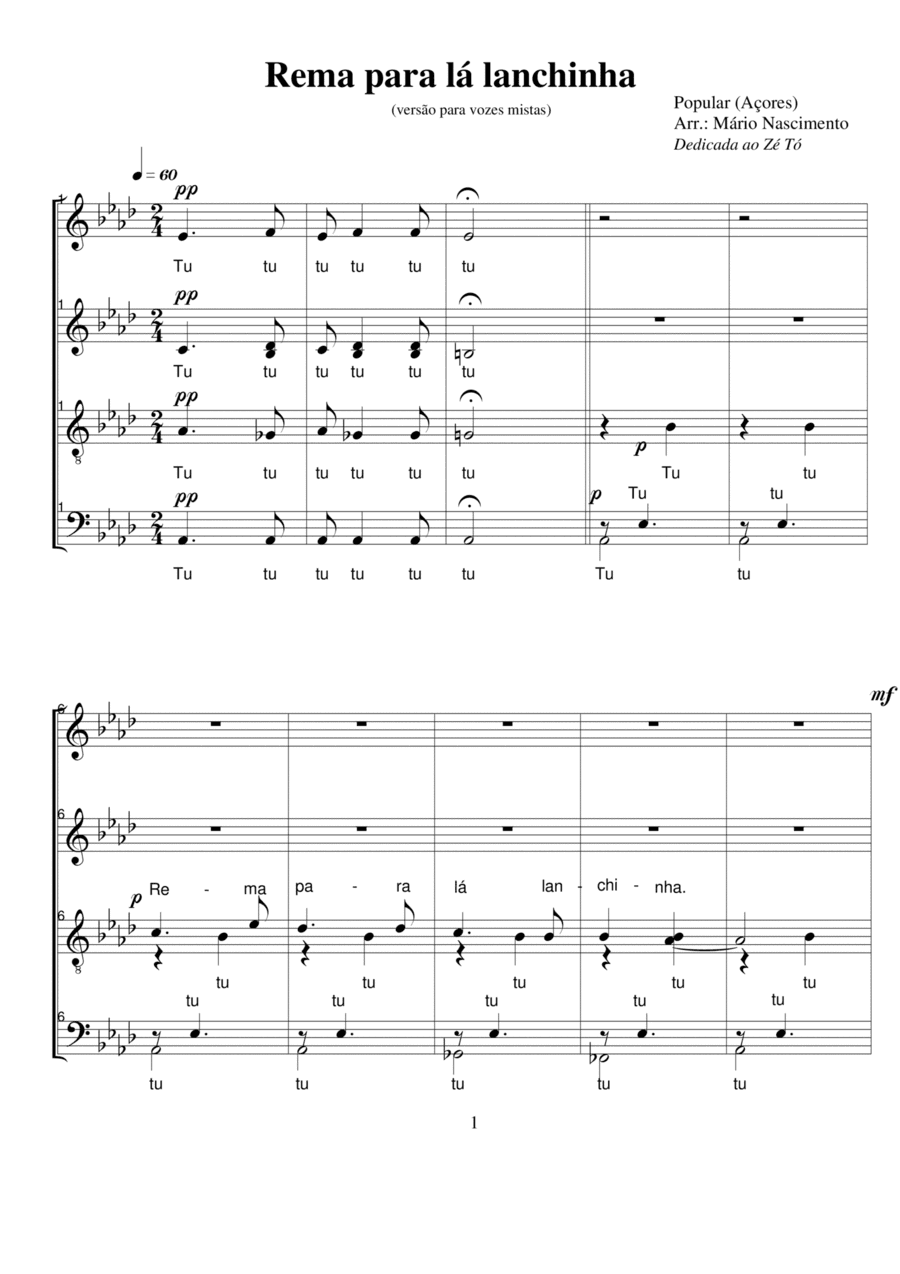 Rema para lá lanchinha (SATB a capella)