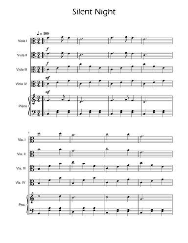 Silent Night - Viola Quartet w/ Piano (arr. Ygor Nunes)