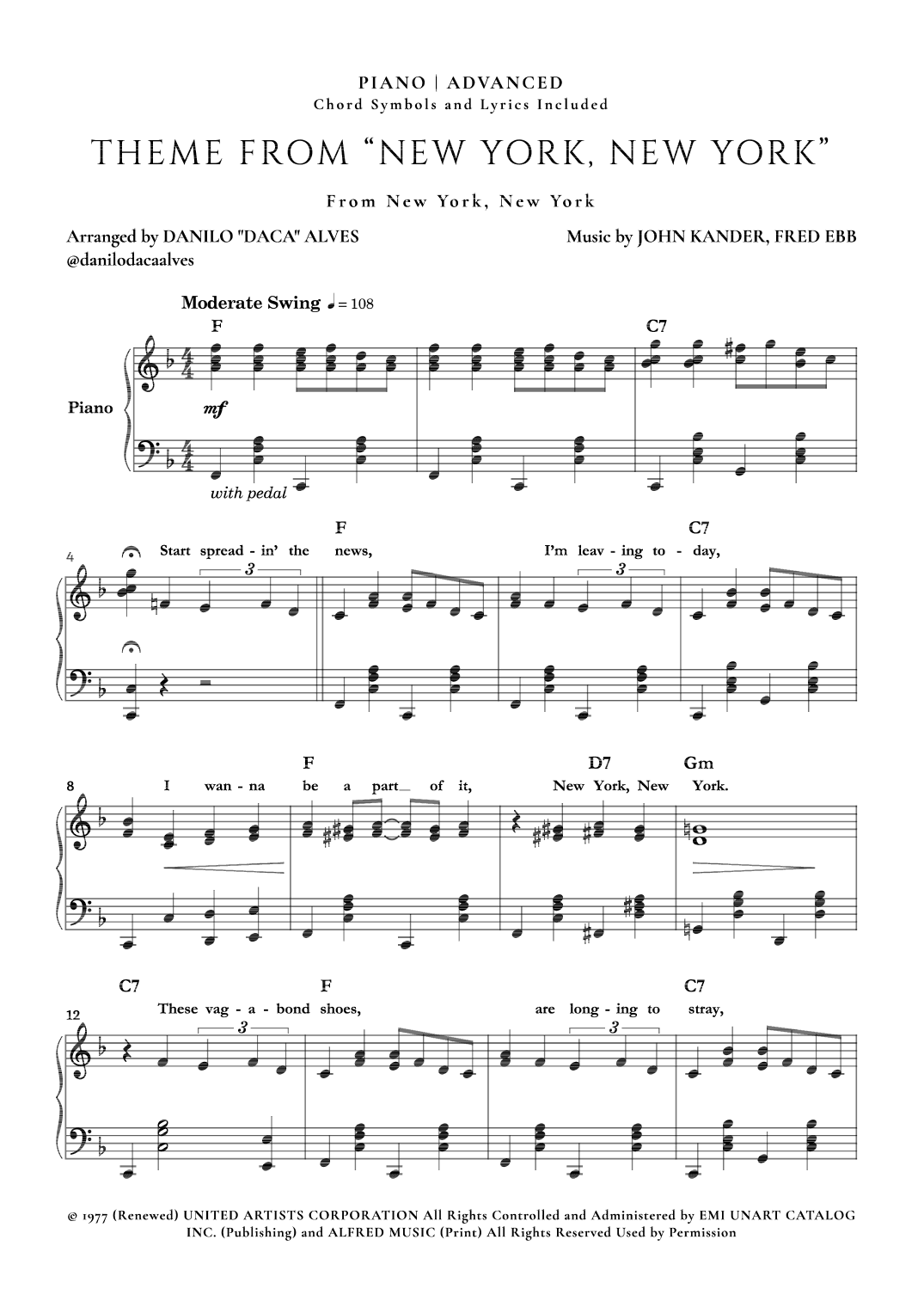 Theme From "new York, New York" (arr. Danilo "Daca" Alves)