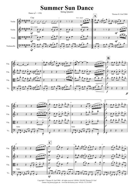 Summer Sun Dance - 11/8 - Folk Dance Style - String Quartet
