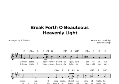 Break Forth O Beauteous Heavenly Light (Key of E Major) (arr. R. Salvario)