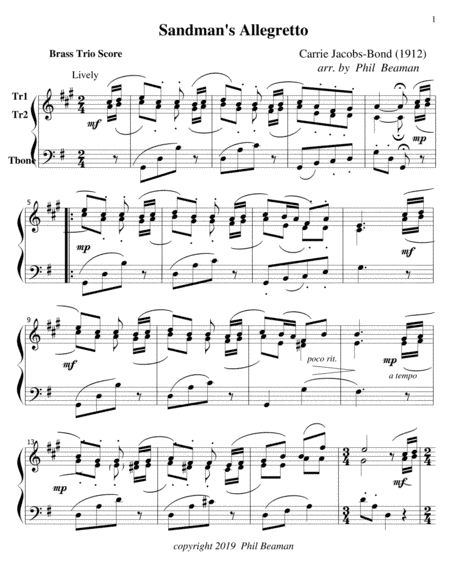 Sandman's Allegretto-Brass Trio (arr. Phil Beaman)
