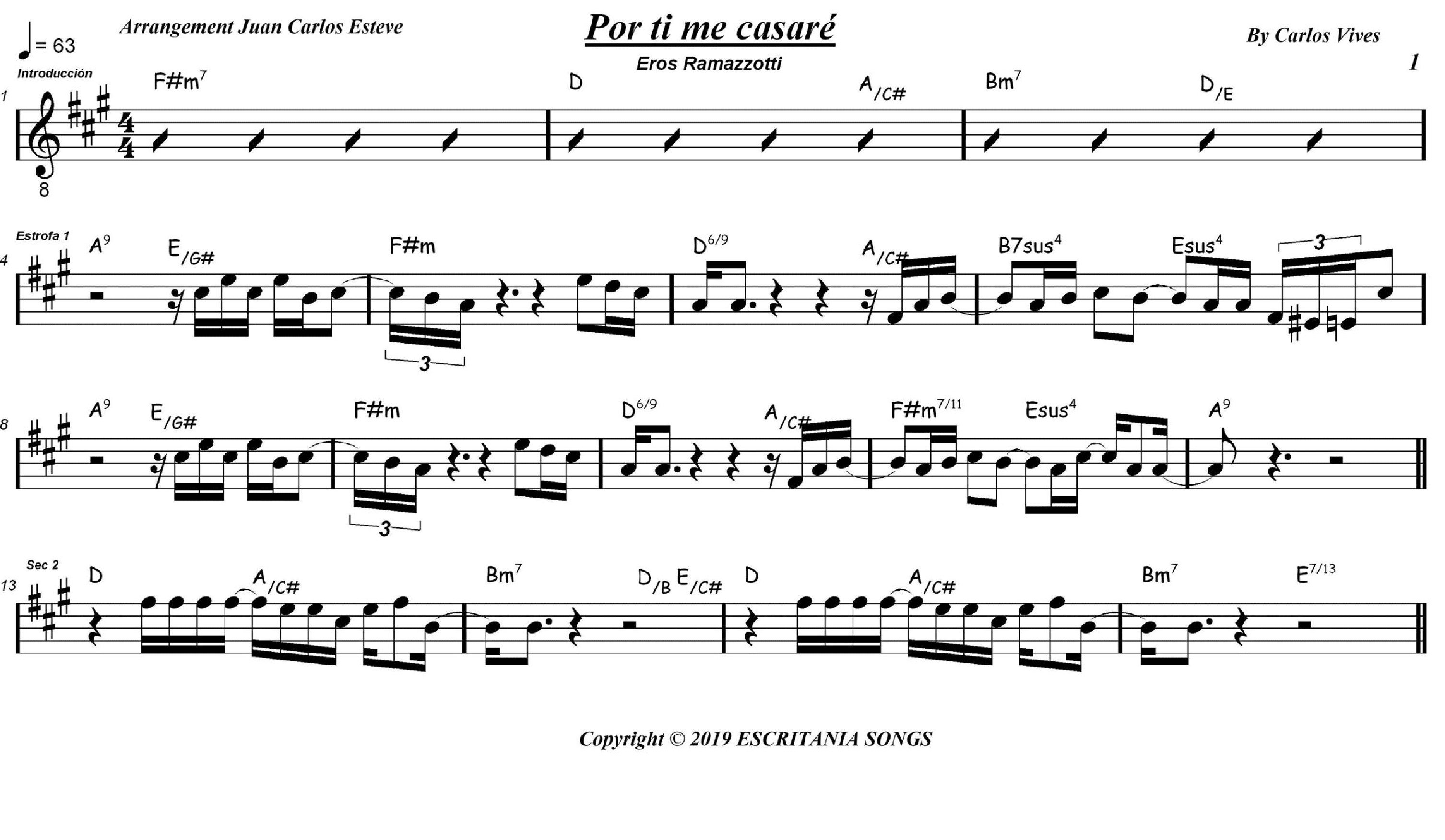 Por Ti Me Casare (arr. juan carlos esteve / Gran Coda)