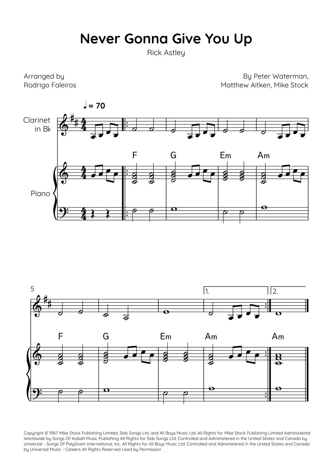 Never Gonna Give You Up (arr. Rodrigo Faleiros)