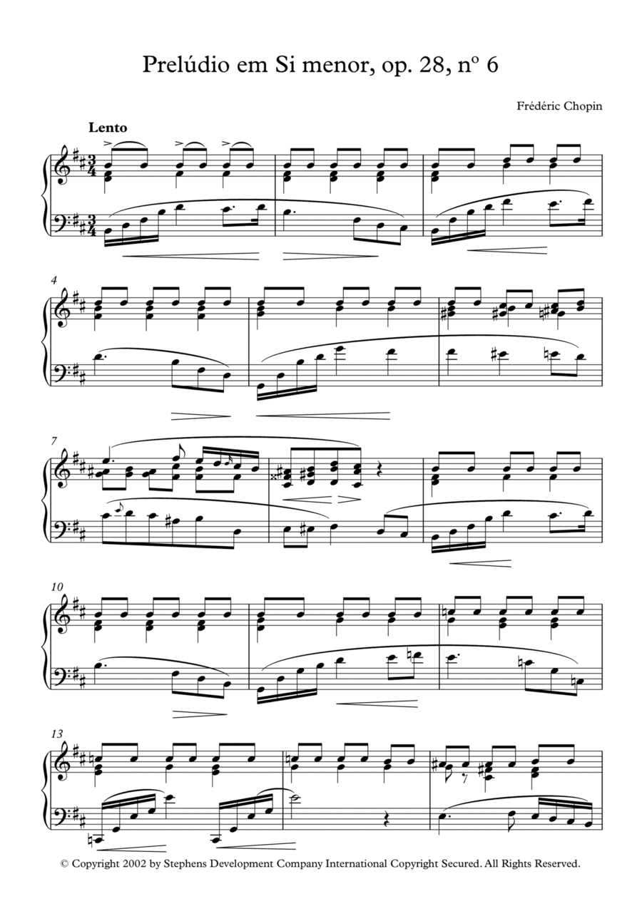 Prelude In B Minor, Op. 28, No. 6 Frederic Chopin Piano (arr. Fernanda Moura)