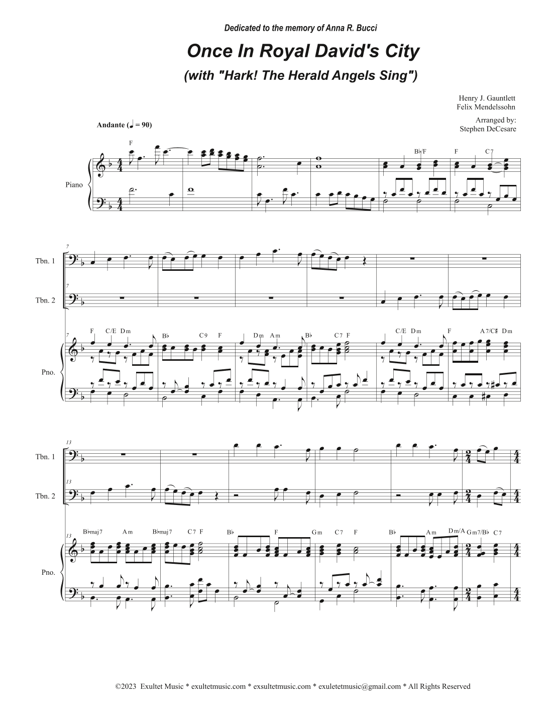 Once In Royal David's City (with "Hark! The Herald Angels Sing") (Trombone Duet) (arr. Stephen DeCesare)