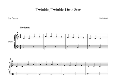 twinkle twinkle little star easy piano sheet music (arr. Arezzo Music)