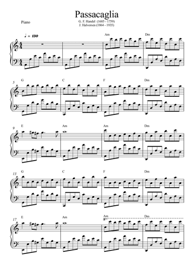 Passacaglia - Handel / Halvorsen (Piano) (arr. Wesley S. SIlva)