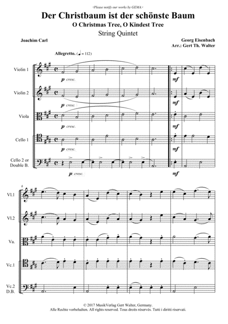 O Christmas Tree, O Kindest Tree (arr. Gert Th. Walter)