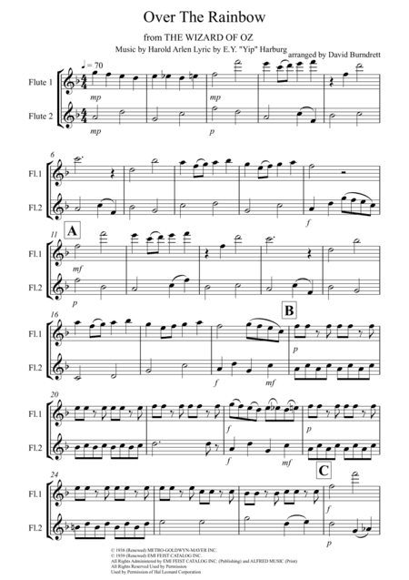 Over The Rainbow (from The Wizard Of Oz) (arr. David Burndrett)