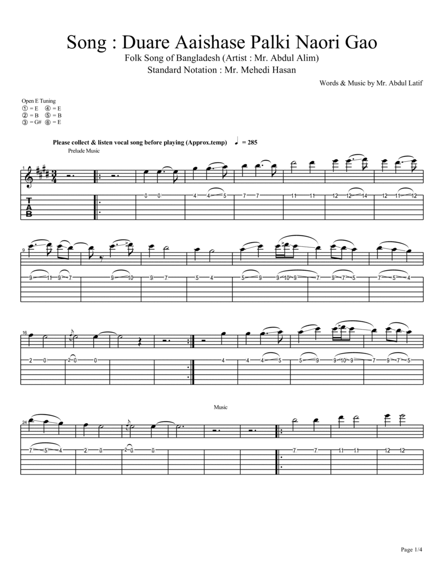 Folk Song of Bangladesh (Standard Notation)