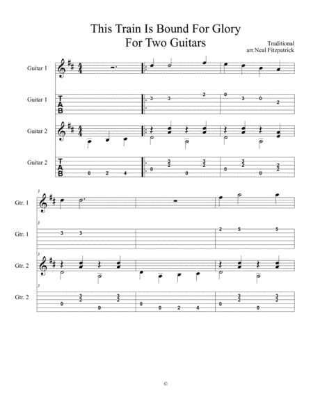 This Train Is Bound For Glory For Two Guitars-Tablature Edition (arr. Neal Fitzpatrick)
