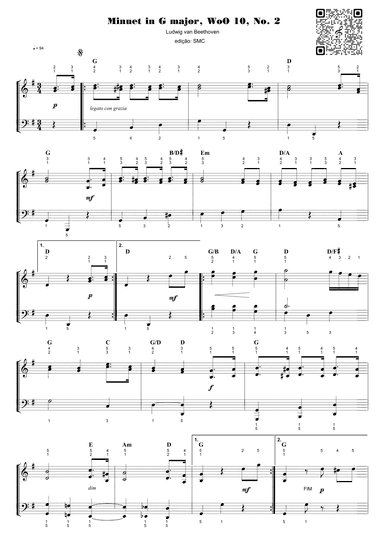 Minuet in G major, WoO 10, No. 2 (arr. Piano)