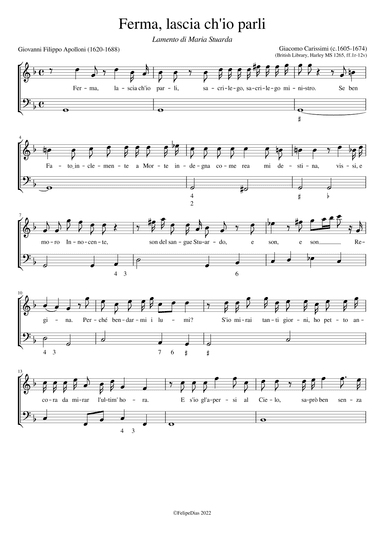 Lamento di Maria Stuarda: Ferma, lascia ch'io parli (arr. Early Music Scores)