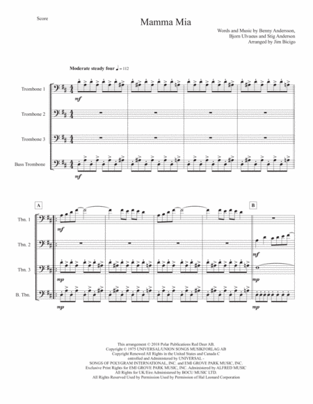 Mamma Mia (arr. Jim Bicigo)