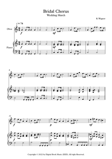 Bridal Chorus (Wedding March) - Richard Wagner (Oboe + Piano) (arr. Digital Book Music)