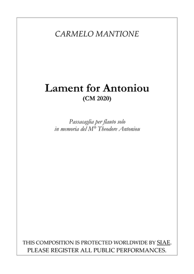 Lament for Theodore Antoniou (CM 2020)