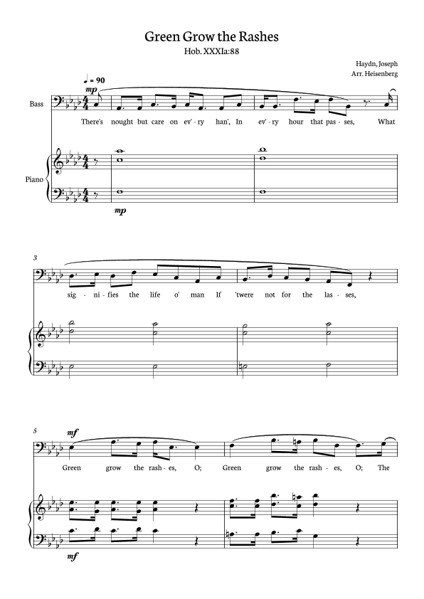 Joseph Haydn - Green Grow The Rashes for Bass with Piano in F minor. (arr. Heisenberg)