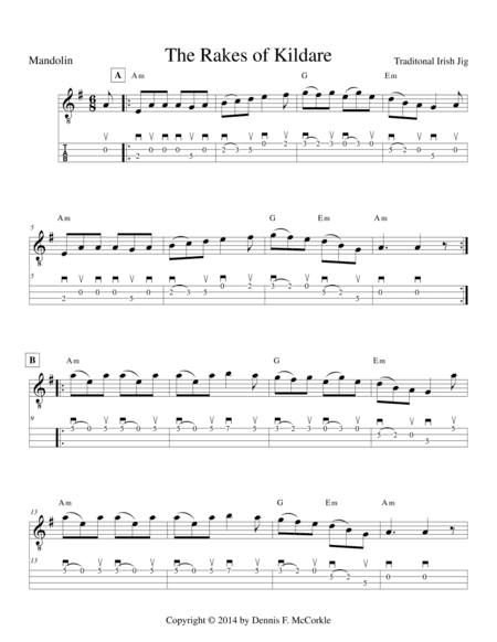 Rakes of Kildare, The (for Mandolin) (arr. McCorkle, Dennis F.)