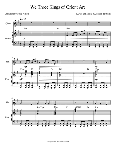 We Three Kings of Orient Are--oboe solo (arr. Beka Wilson)
