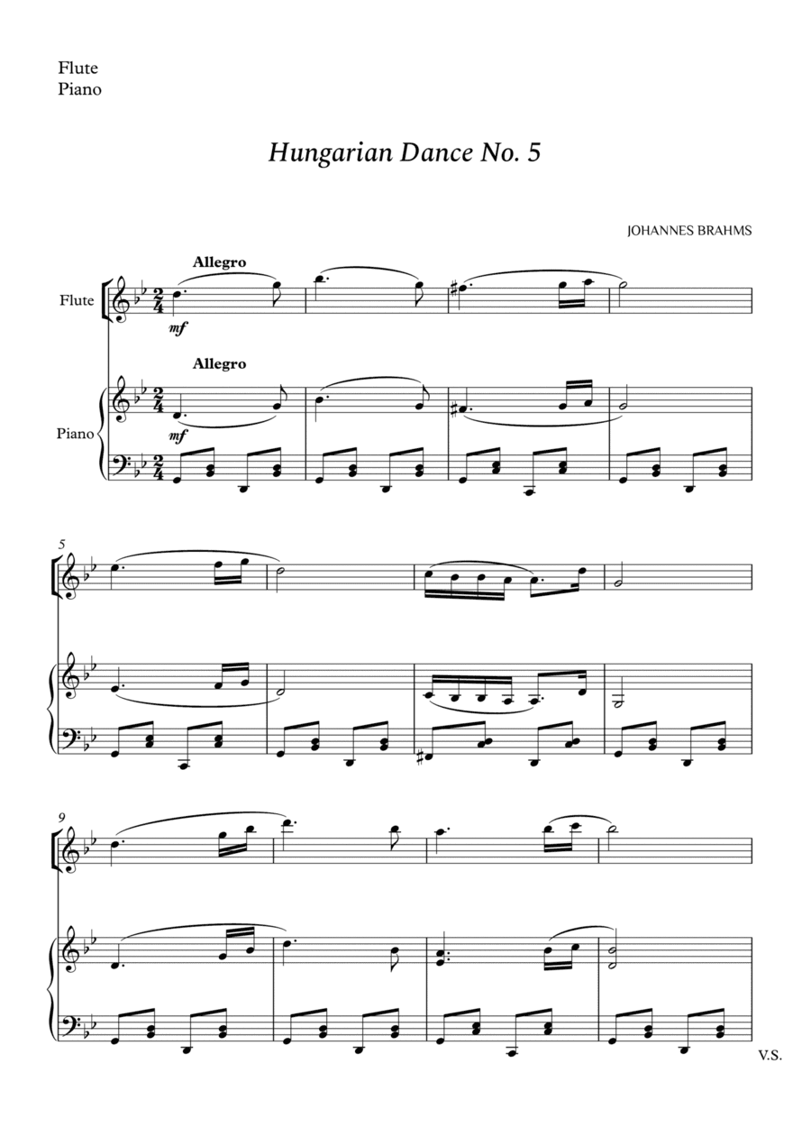 Hungarian Dance No. 5 for Flute and Piano (arr. Cássio Silva Chaves)