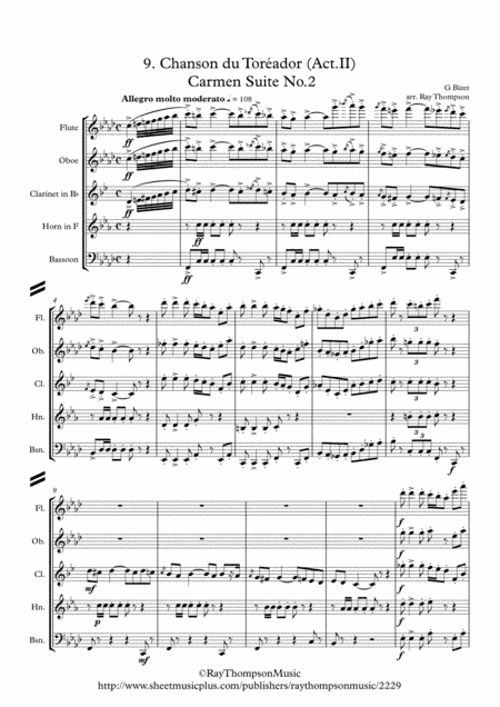 Bizet: Chanson du Toréador (Act.II)(Carmen Suite No.2) - wind quintet (arr. Ray Thompson)
