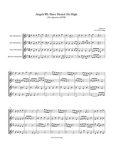 Angels We Have Heard On High (Sax Quartet AATB) (arr. Jordan Grigg)