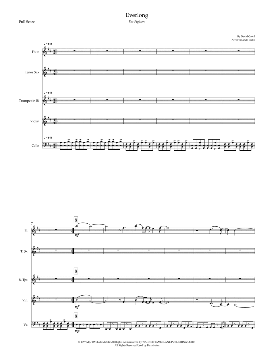 Everlong (arr. Fernando Britto)