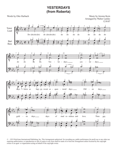 Yesterdays (arr. Walter Latzko)