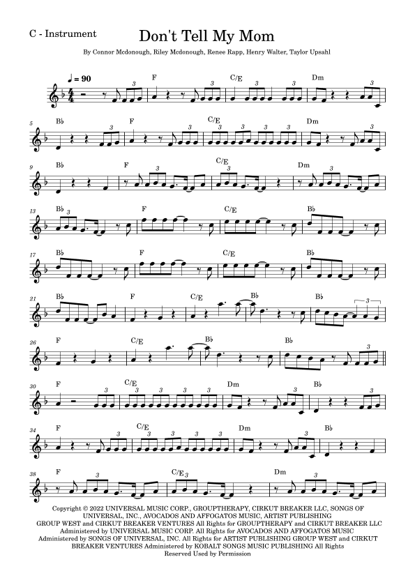 Don't Tell My Mom (arr. Fabio Eduardo de Oliveira)