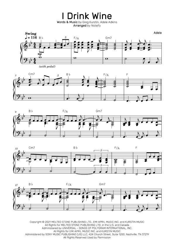 I Drink Wine (arr. Noteify)