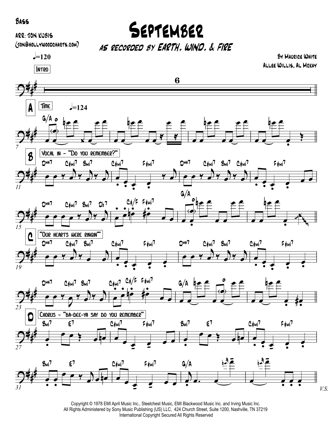 September (arr. Jon Kubis)