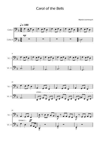 Carol of the Bells - Cello Duet (arr. Ygor Nunes)