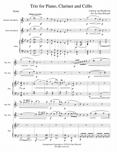 Trio for Piano, Clarinet and Cello (arr. Gary Bricault)